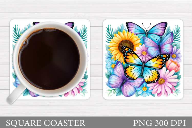 Butterflies Coaster Design. Butterflies Sublimation example image 1