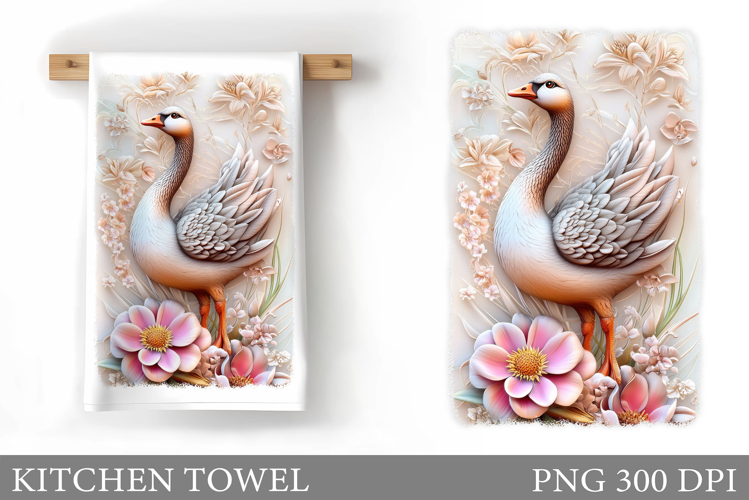 Cute Goose Kitchen Towel Design. Goose Flowers Kitchen Towel