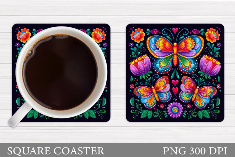 Butterflies Coaster Design. Butterflies Sublimation example image 1