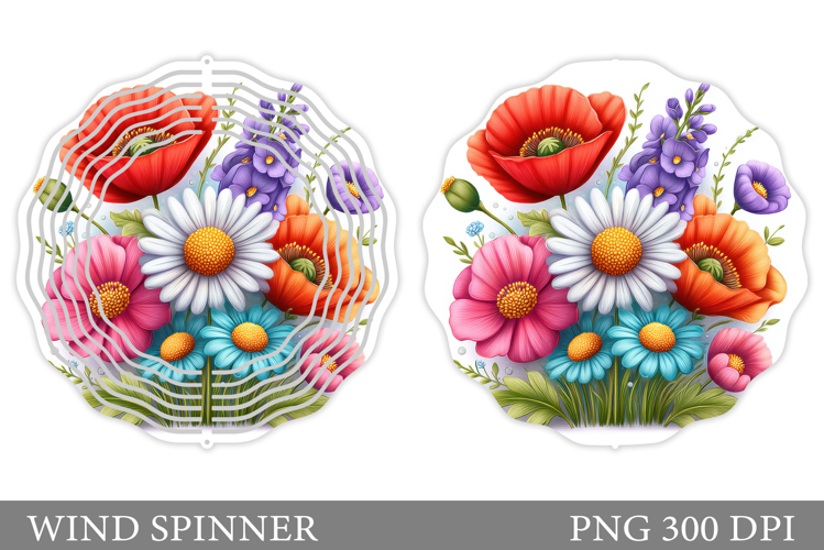 Flowers Wind Spinner Design. Floral Wind Spinner Sublimation
