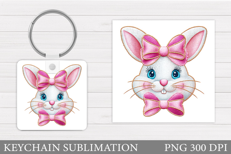 Cute Bunny Keychain. Spring Bunny Keychain Sublimation