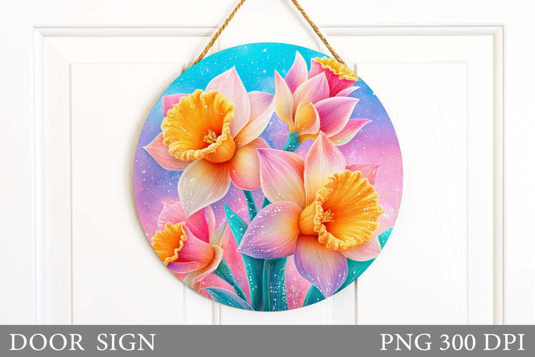 Daffodils Door Sign Sublimation. Flowers Door Sign Design