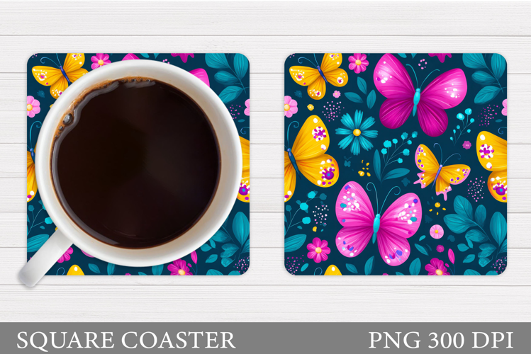 Butterflies Coaster Design. Butterflies Sublimation