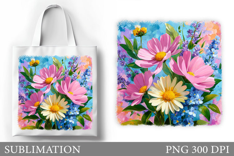 Flowers Tote Bag Sublimation. Flowers Sublimation