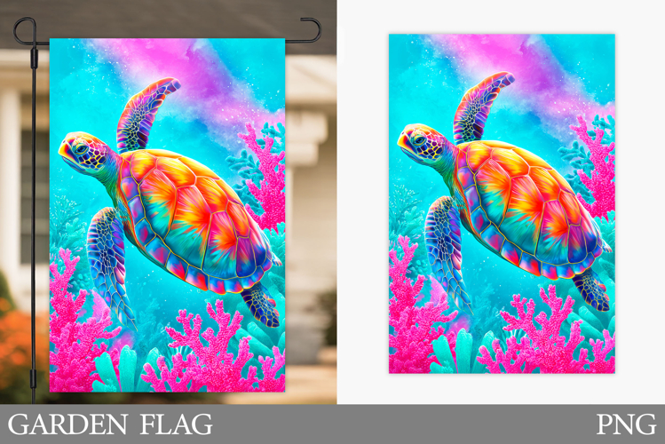 Sea Turtle Garden Flag Design. Sea Garden Flag Sublimation