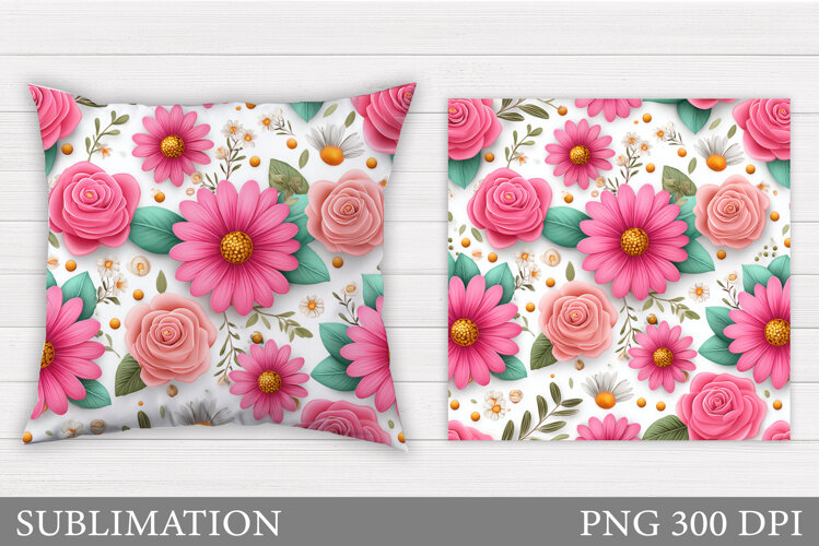Flowers Pillow Design. Floral Pillow Sublimation example image 1