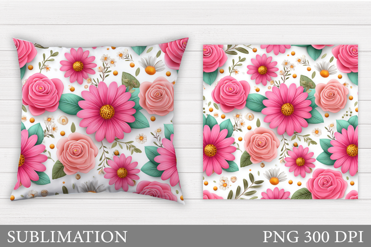Flowers Pillow Design. Floral Pillow Sublimation