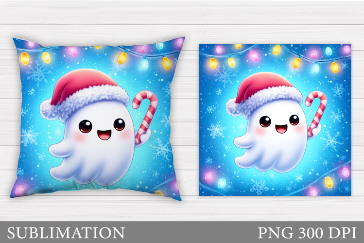 Christmas Ghost Pillow Design. Christmas Pillow Sublimation