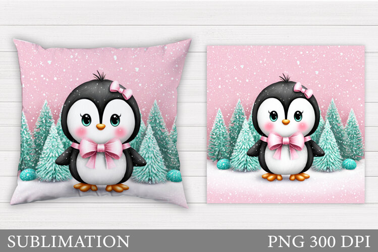 Christmas Penguin Pillow. Christmas Pillow Design example image 1