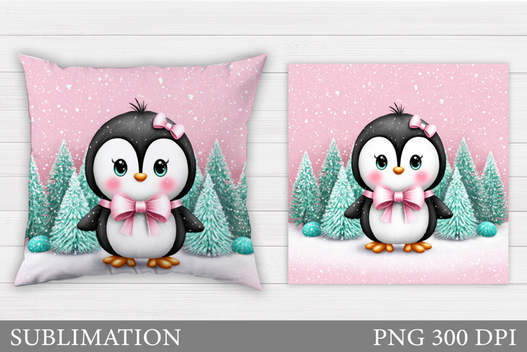 Christmas Penguin Pillow. Christmas Pillow Design