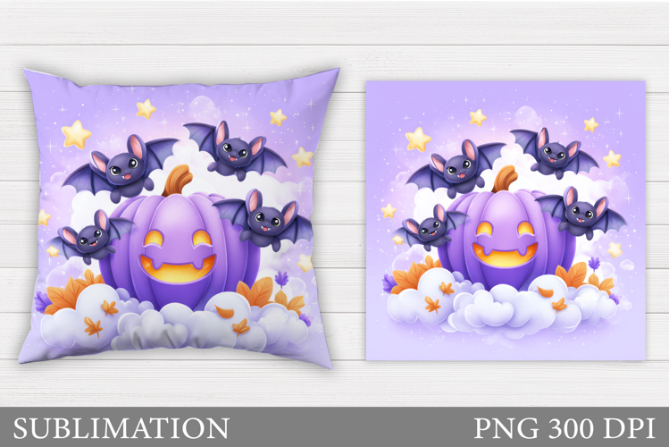 Halloween Bat Pillow Design. Halloween Sublimation