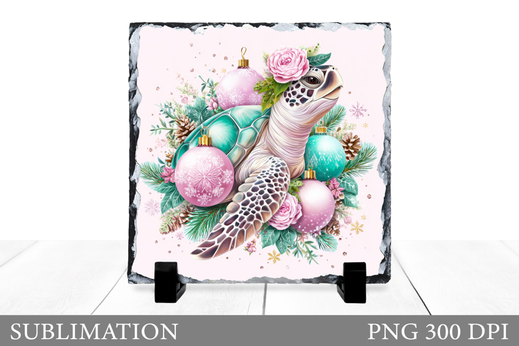 Christmas Turtle Sublimation. Christmas Turtle Slate Design