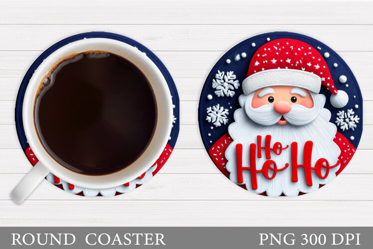 Cute Santa Coaster Sublimation. Christmas Coaster Design example image 1