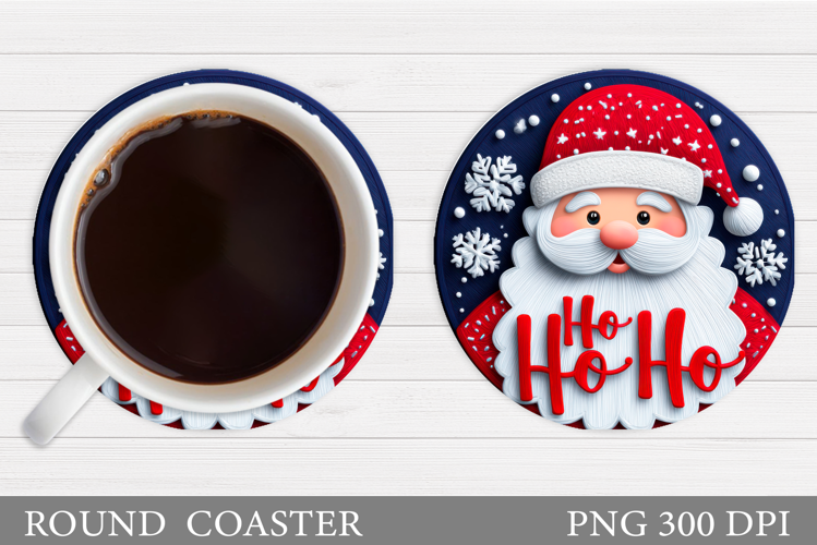 Cute Santa Coaster Sublimation. Christmas Coaster Design