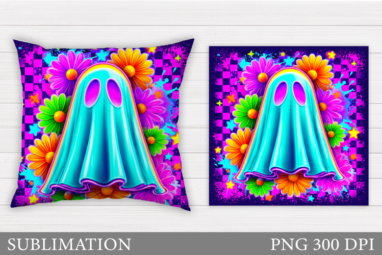 Halloween Ghost Pillow Design. Cute Ghost Sublimation