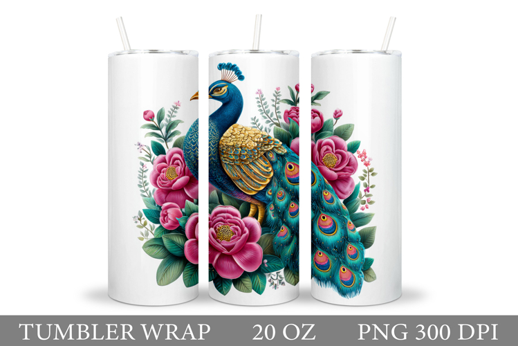Peacock Tumbler Wrap Design. Peacock Tumbler Sublimation