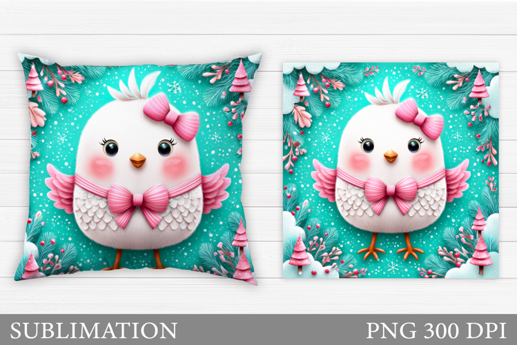 Christmas Bird Pillow Design. Christmas Pillow Sublimation
