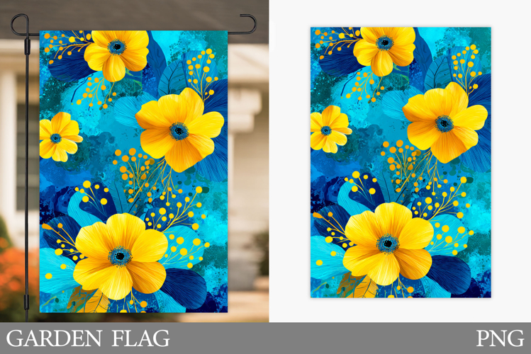 Flowers Garden Flag Sublimation. Floral Garden Flag Design