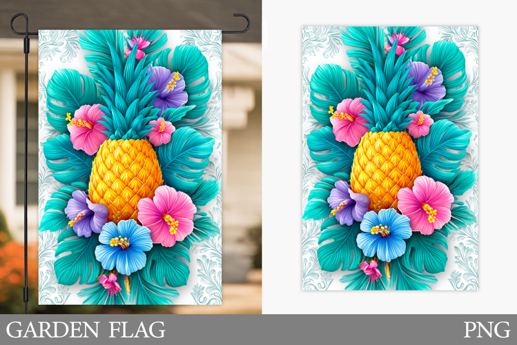 Pineapple Garden Flag Design. Summer Garden Flag Sublimation