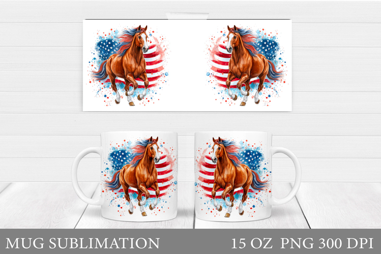 Patriotic Horse Mug Design. Patriotic Mug Sublimation