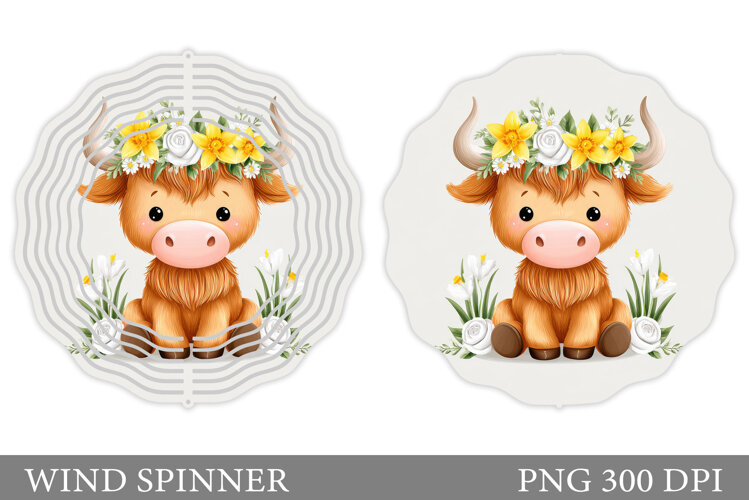 Cute Cow Wind Spinner Design. Cute Cow Sublimation example image 1