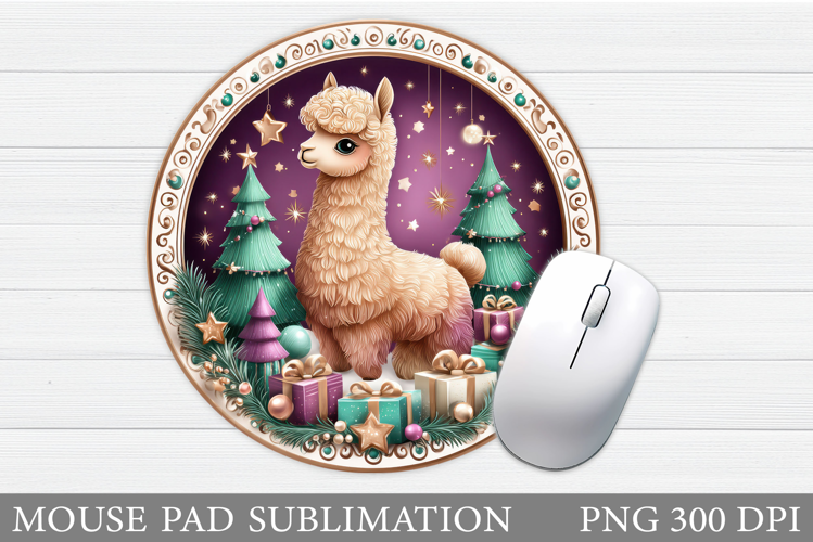 Christmas Lama Mouse Pad. Christmas Mouse Pad Sublimation