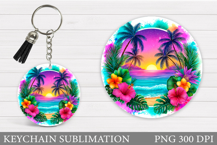 Sea Keychain Sublimation. Beach Keychain Design