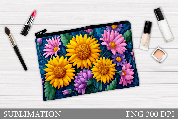Flowers Makeup Bag Design. Flowers Cosmetics Bag Sublimation