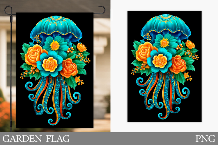 Jellyfish Garden Flag Design. Jellyfish Sublimation