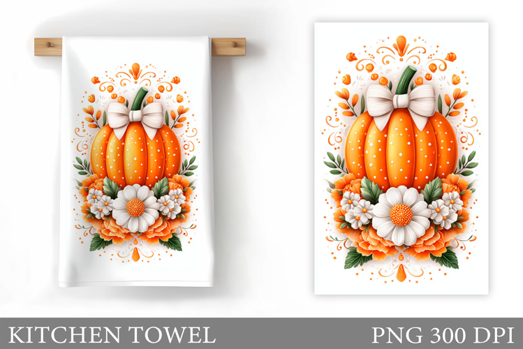Pumpkin Kitchen Towel Design. Fall Kitchen Towel Sublimation