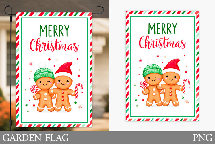 Gingerbread Garden Flag. Christmas Garden Flag Design