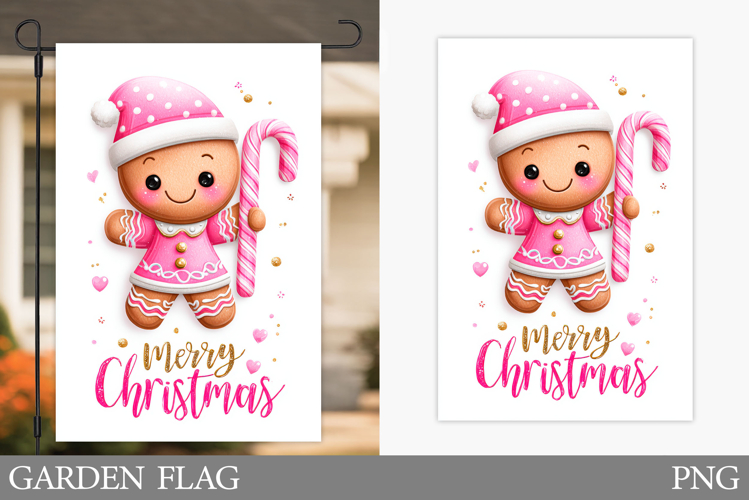 Gingerbread Garden Flag. Christmas Garden Flag Design
