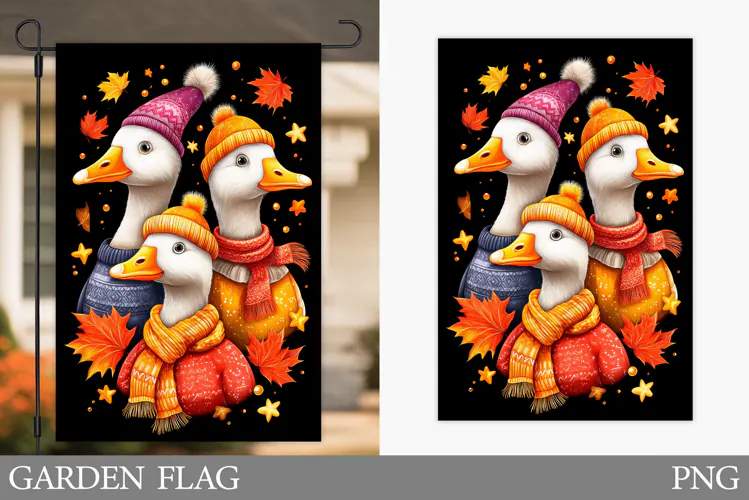 Fall Goose Garden Flag Design. Fall Garden Flag Sublimation