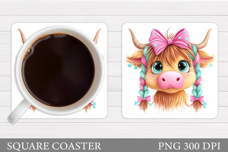 Cute Cow Coaster Design. Cute Cow Sublimation