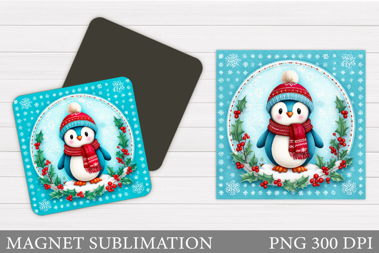 Christmas Magnet Design. Penguin Magnet Sublimation