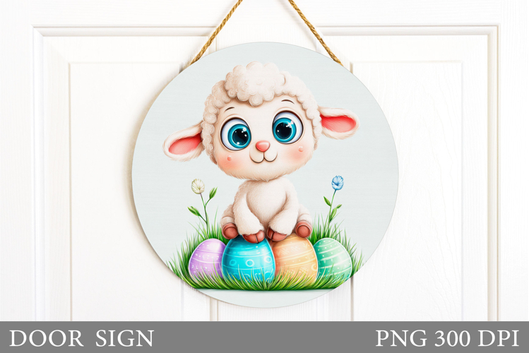 Easter Lamb Door Sign Design. Easter Door Sign Sublimation