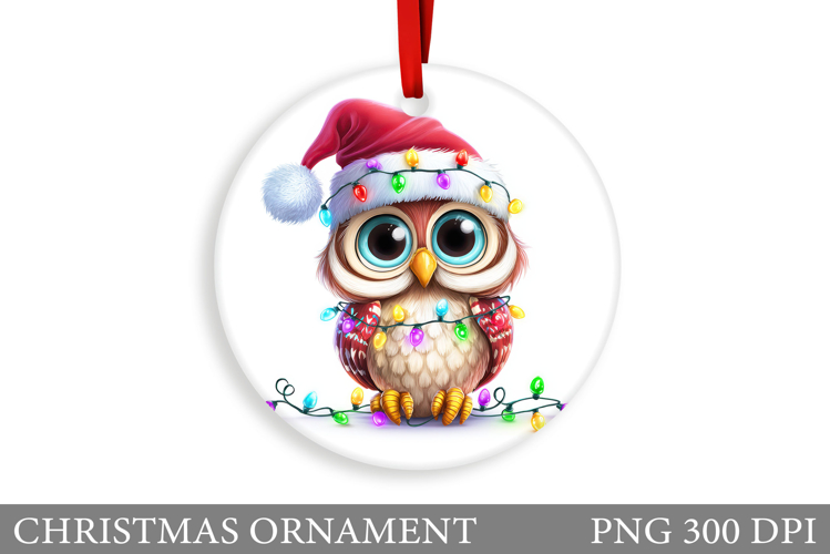 Cute Owl Christmas Ornament. Christmas Ornament Sublimation