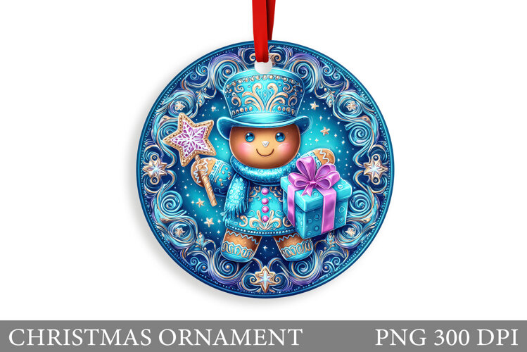 Gingerbread Christmas Ornament. Cute Raccoon Sublimation example image 1