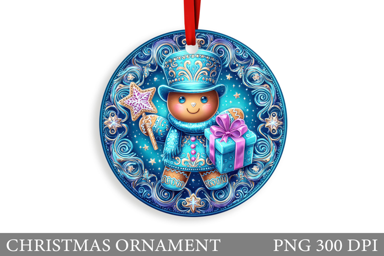 Gingerbread Christmas Ornament. Cute Raccoon Sublimation