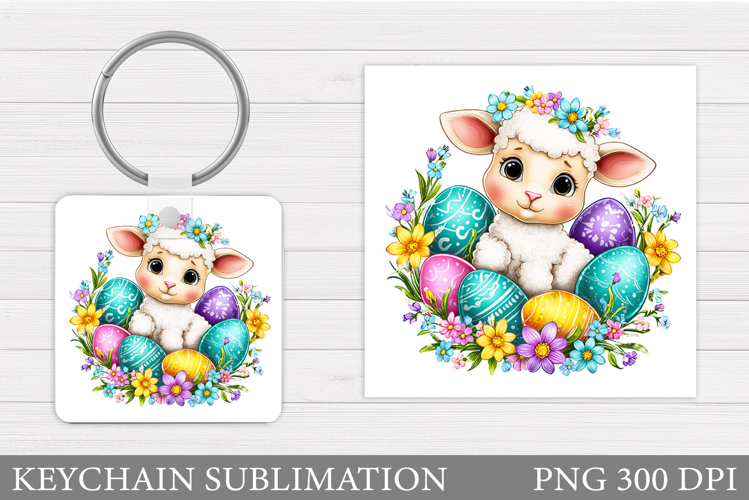 Easter Lamb Keychain Sublimation. Easter Keychain Design