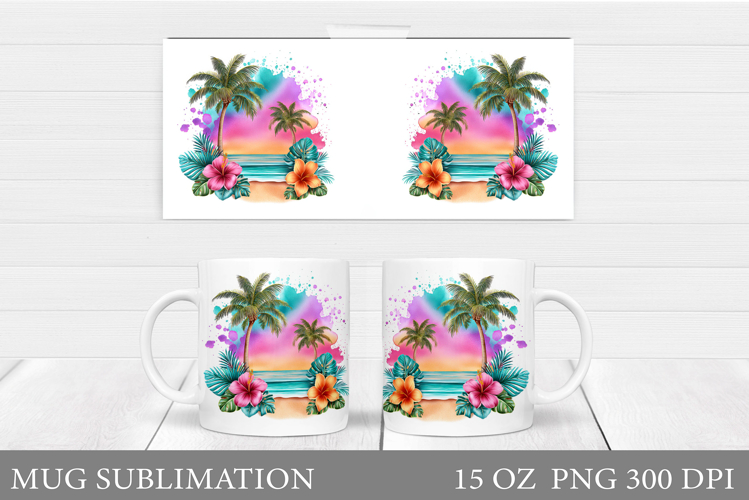 Sea Mug Wrap Design. Sea Sublimation