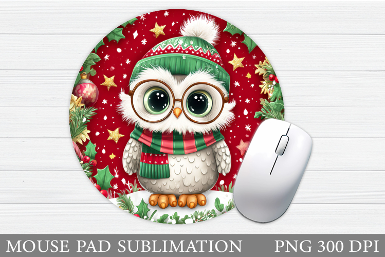 Christmas Owl Mouse Pad. Christmas Mouse Pad Design
