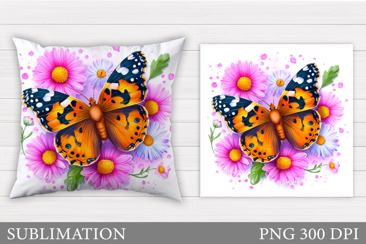 Butterfly Flowers Sublimation. Butterfly Pillow Sublimation