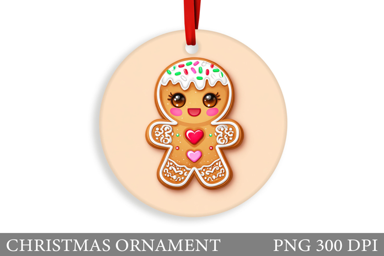 Gingerbread Christmas Ornament. Cute Raccoon Sublimation