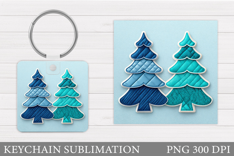 Christmas Tree Keychain. Christmas Round Keychain Design