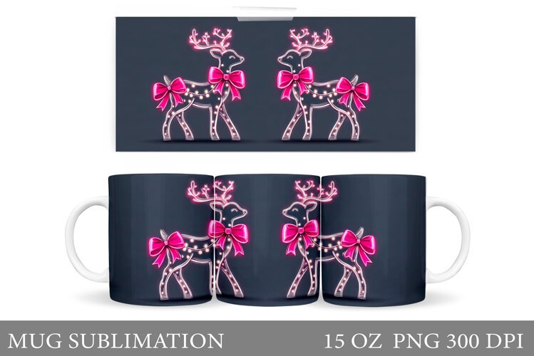 Reindeer Mug Wrap Design. Christmas Mug Sublimation example image 1