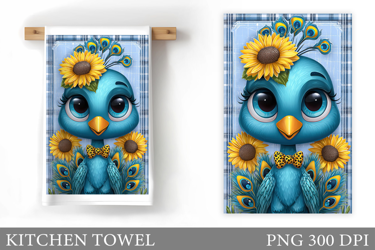 Cute Peacock Kitchen Towel. Peacock Sublimation