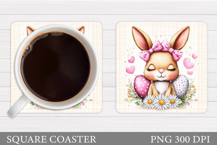 Easter Bunny Coaster Sublimation. Easter Coaster Design example image 1