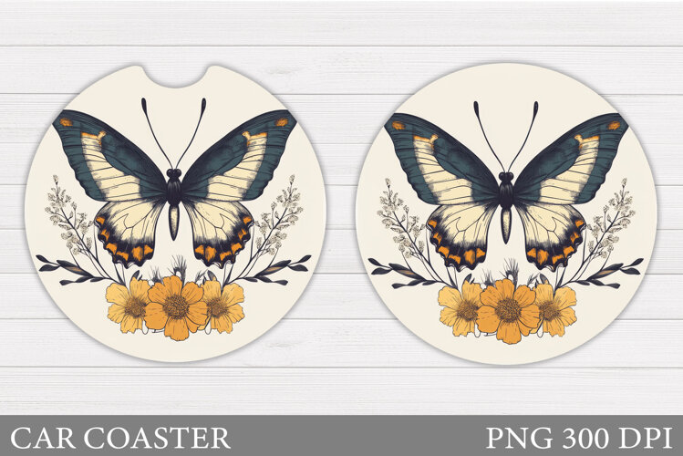 Butterfly Car Coaster. Summer Car Coaster Design example image 1