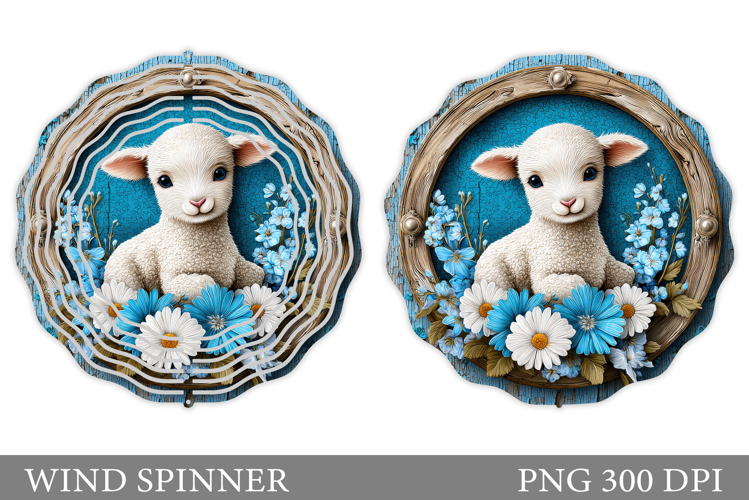 Cute Lamb Wind Spinner. Lamb Flowers Wind Spinner Design
